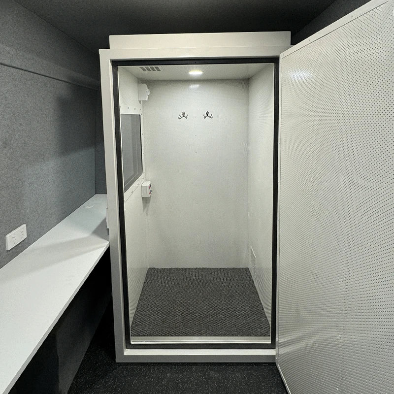 Micro Audiometric Booth Standard Version Right Hand Door open. Shop now at Zone Medical.