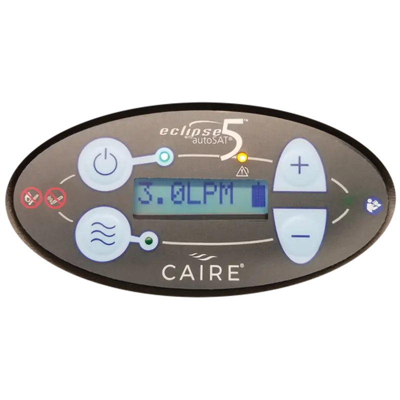 Caire Eclipse 5 Portable Oxygen Concentrator Buttons. Shop Now at Zone Medical.