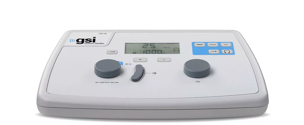 Grason Stadler GSI 18 Manual Screening Audiometer front view. Shop now at Zone Medical.