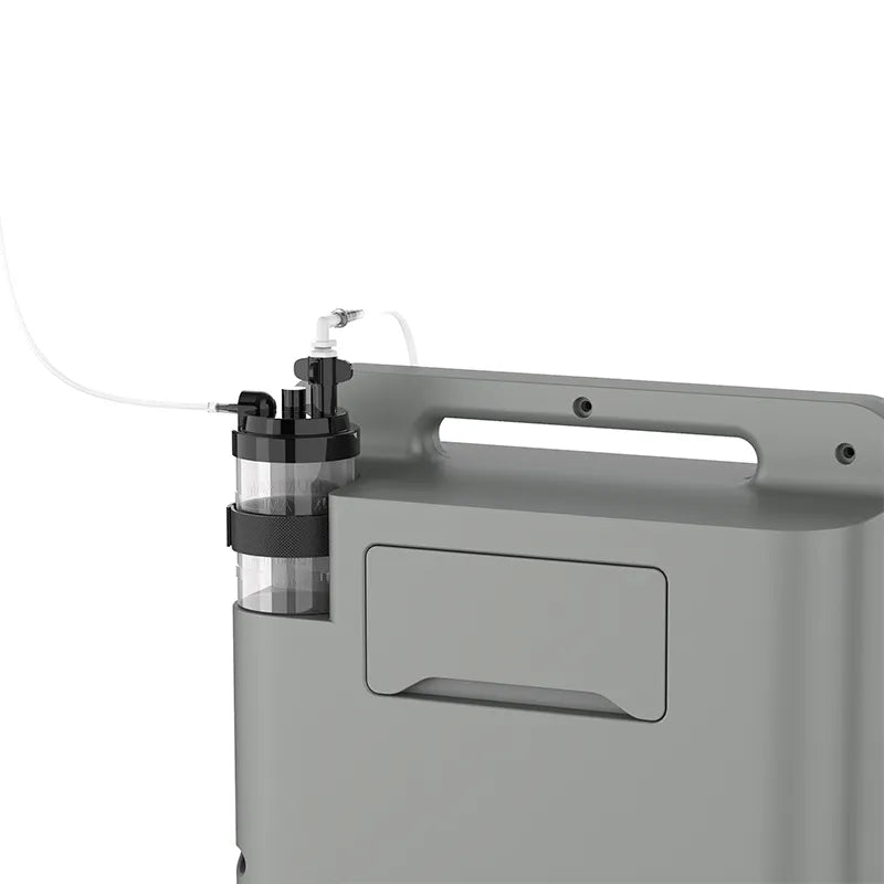 Kingon P2 O5E 5 litre stationary oxygen concentrator zoom up on humidifier bottle. Shop now at Zone Medical.