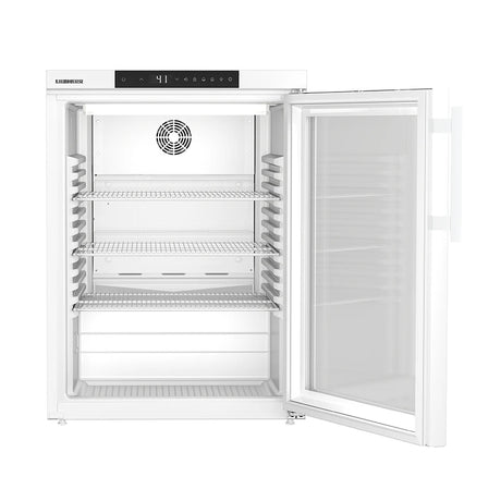 Liebherr LKUv 1613 Pharmacy Vaccine Fridge 152 Litre front view door open. Gold cross endorsed. Shop now at Zone Medical.