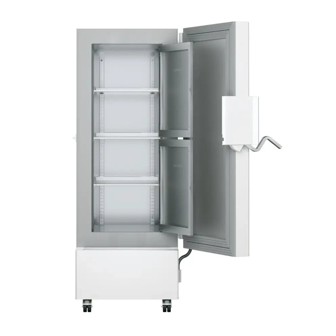 Liebherr SUFsg 3501 ultra-low temperature refrigerator front view with inner doors opened. Shop now at Zone Medical.
