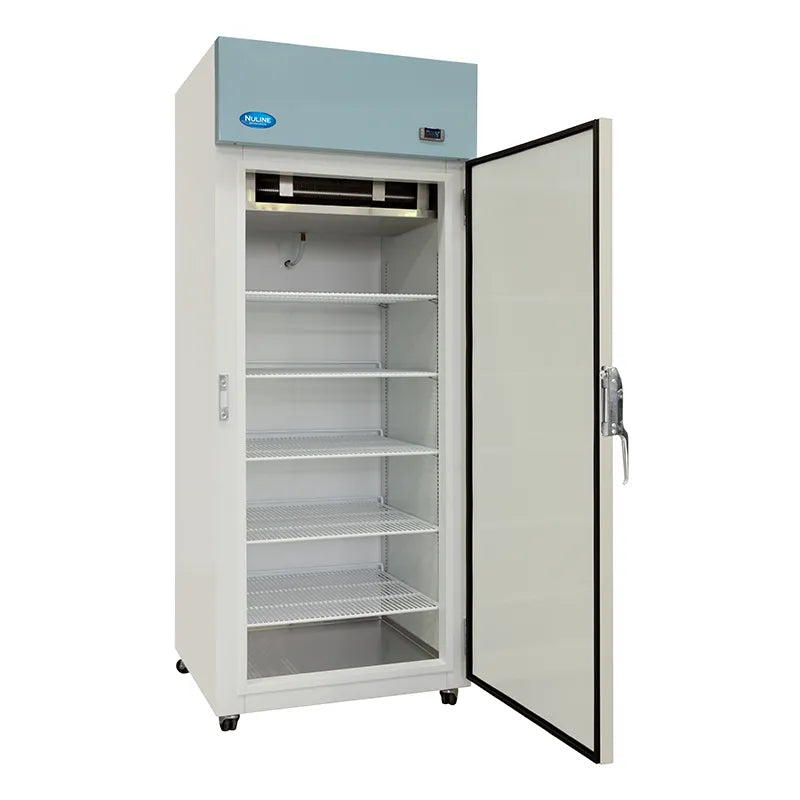 Nuline NHRTS Top Mounted Spark Safe Refrigerator with door open. Shop now at Zone Medical.