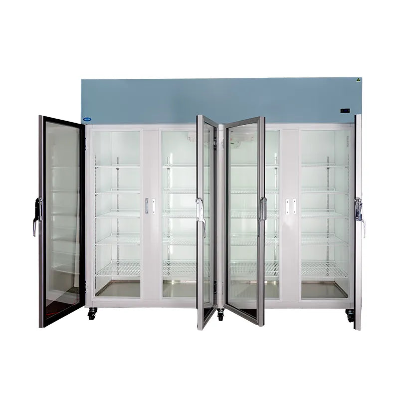 Nuline NLM2170 Pharmacy Refrigerator 2170 litres front view with doors open. Shop now at Zone Medical.