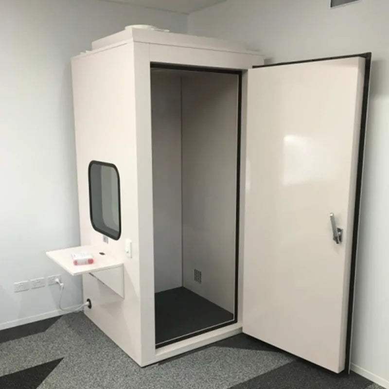 The Test Lab audiometric booth right hand door version. Shop now at Zone Medical.