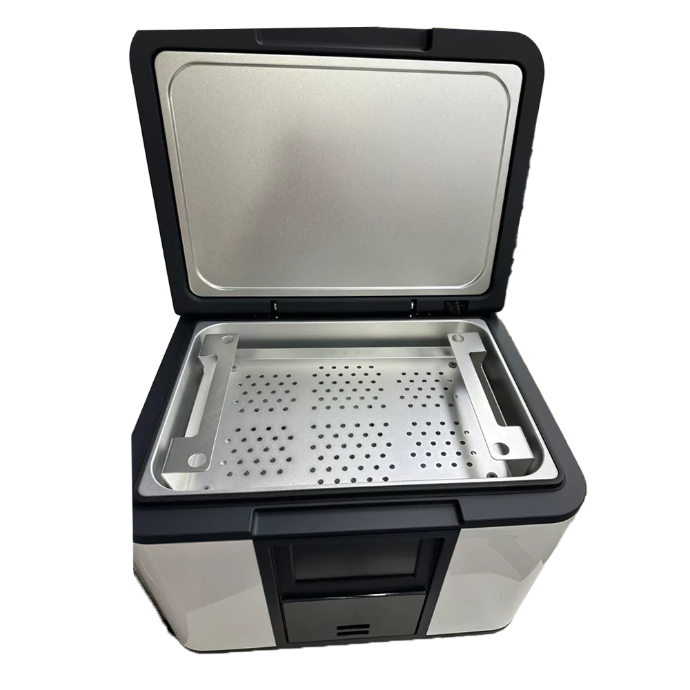 CUBE Instrument Inc EXPlasma Z7 Low Temperature Plasma Steriliser lid open with trays in. Shop now at Zone Medical.