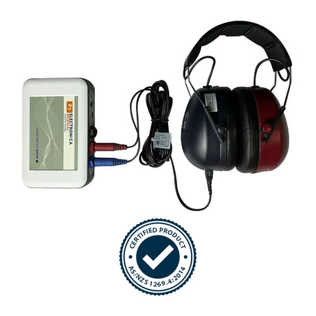 Electronica 800M PC Based Audiometer with DD65 headphones plugged in. Shop now at Zone Medical.