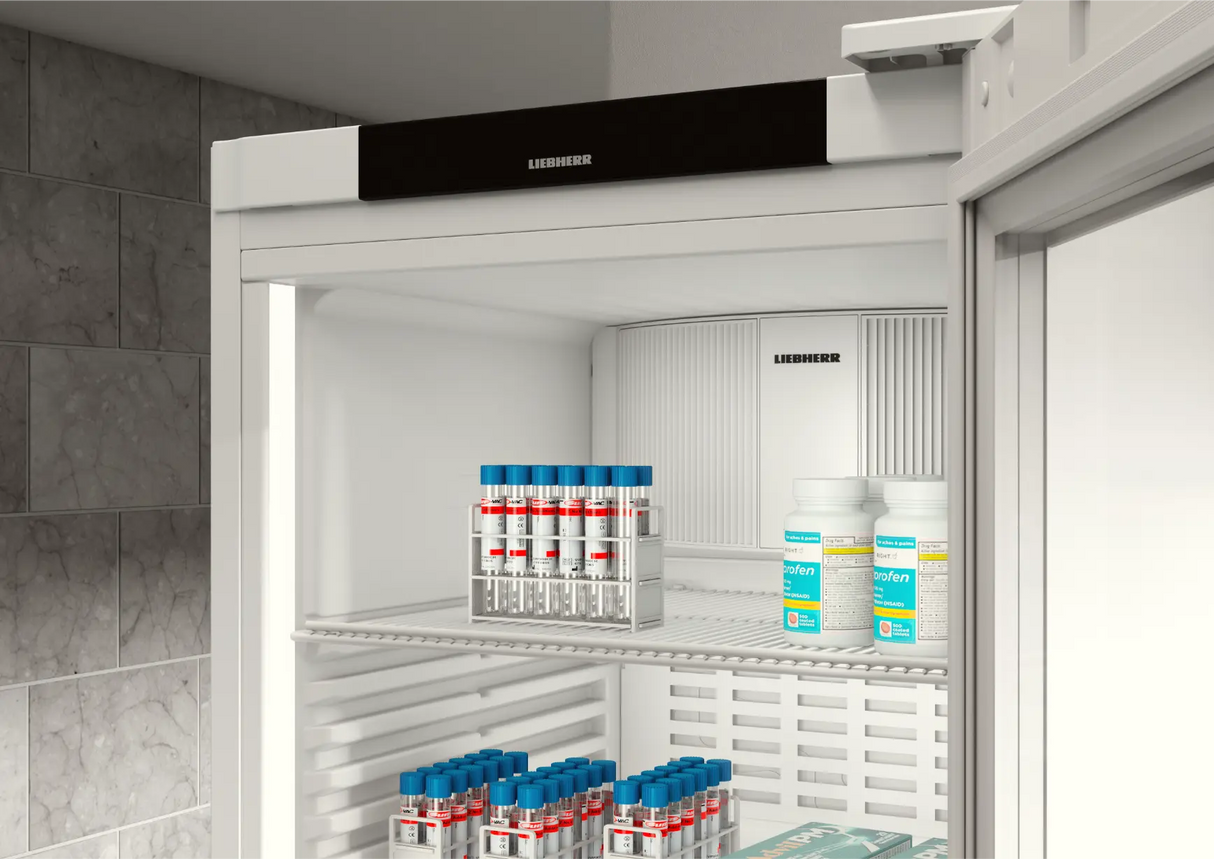 Liebherr SCFvh 4032 Pharmacy Medical Laboratory Combo Fridge and Freezer close up on fridge. Shop now at Zone Medical.