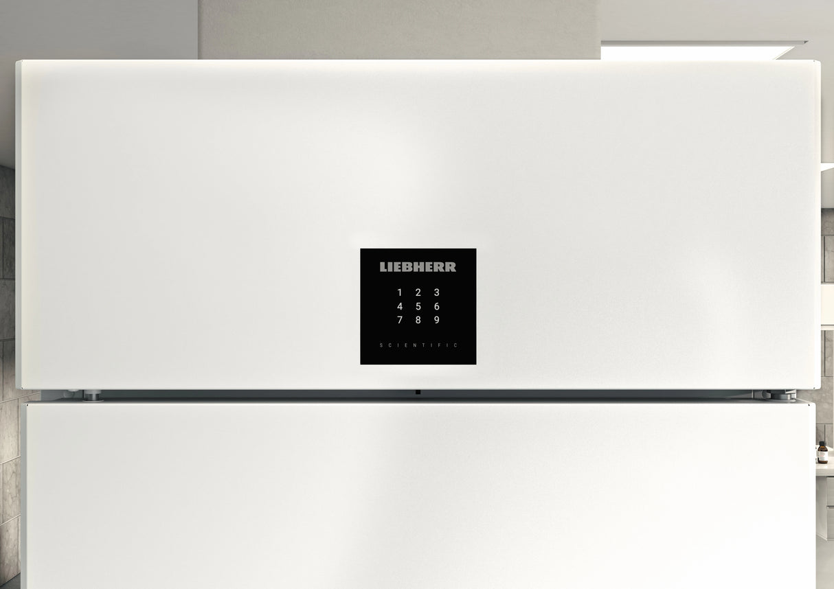 The Liebherr SRPvh 6501 Laboratory Refrigerator close up of screen. Shop now at Zone Medical.
