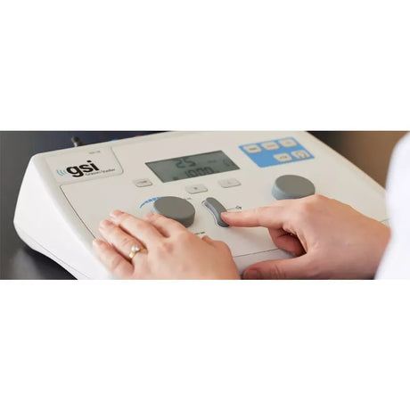 Grason Stadler GSI 18 Manual Screening Audiometer close up. Shop now at Zone Medical.