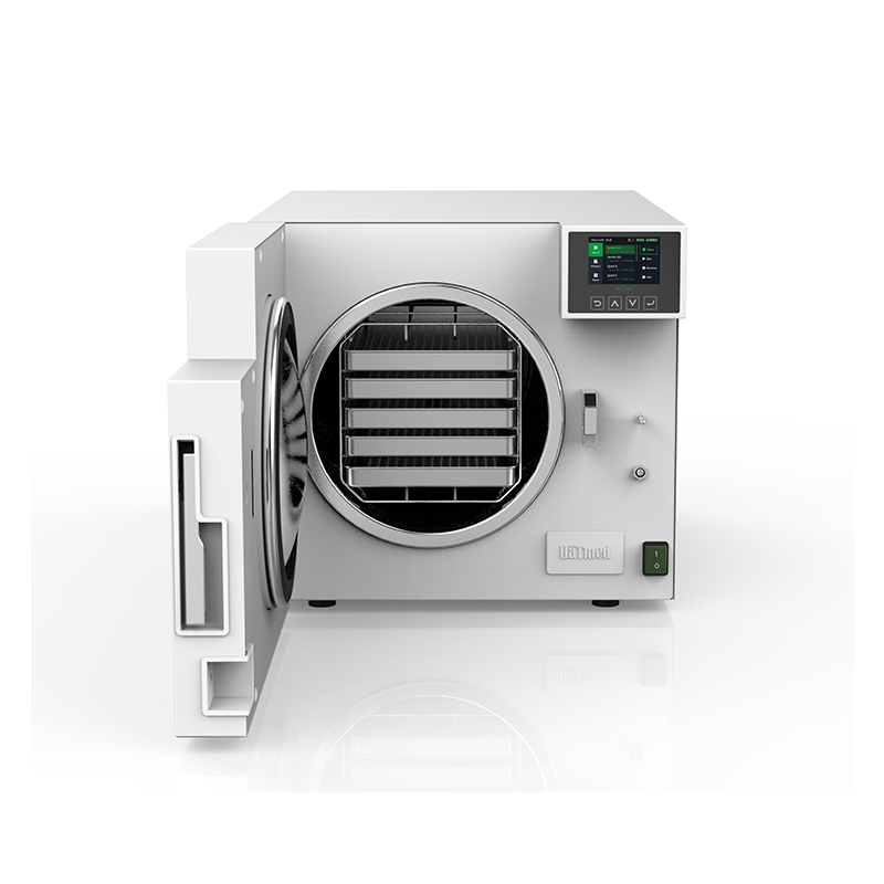 Hatmed HAPDX Autoclave front view with trays. Shop now at Zone Medical.