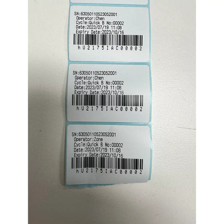 Hatmed Autoclave External Printer Barcode Sticker Label Roll example printout. Shop now at Zone Medical.