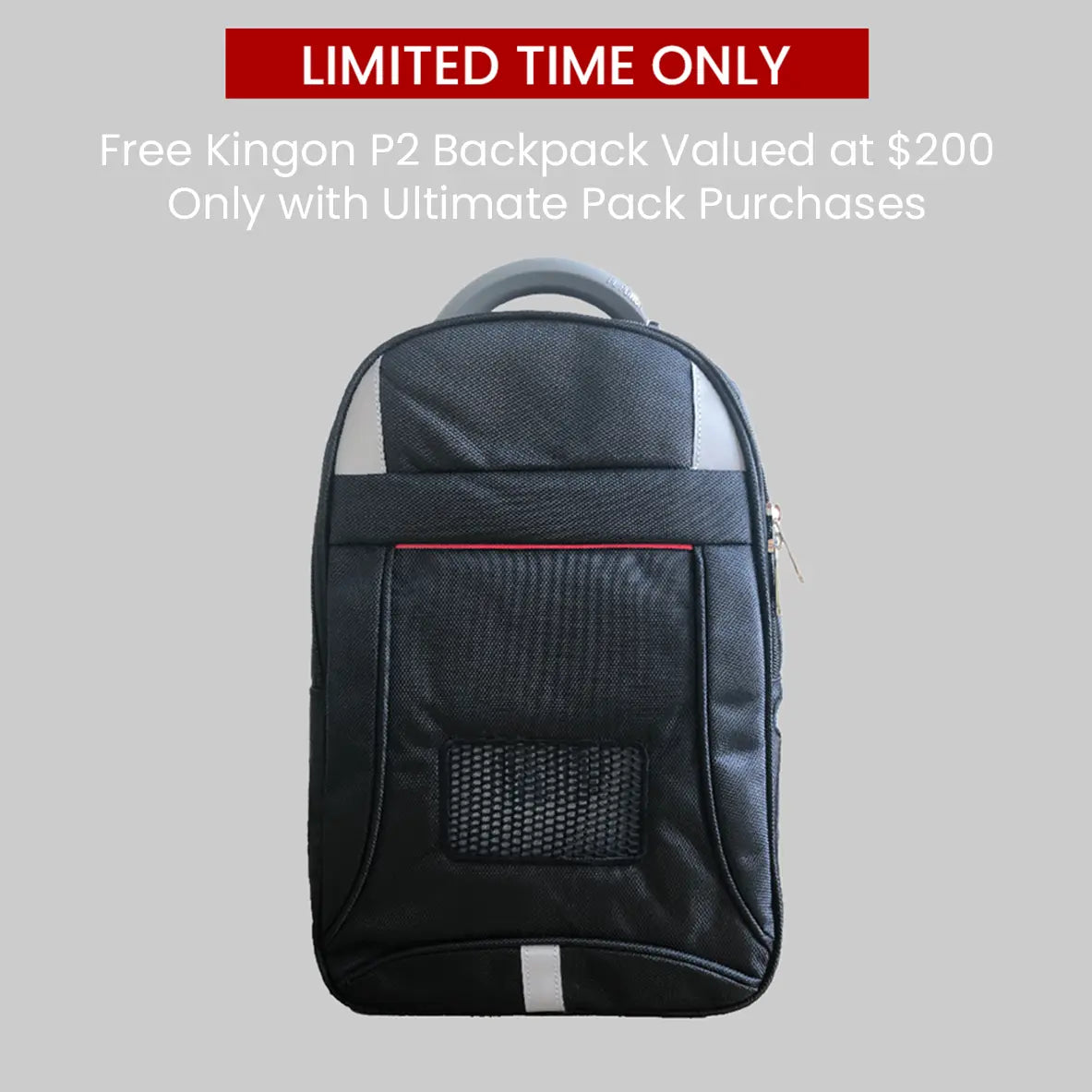 Limited time only free backpack with Kingon P2 ultimate pack purchases. Shop now at Zone Medical.