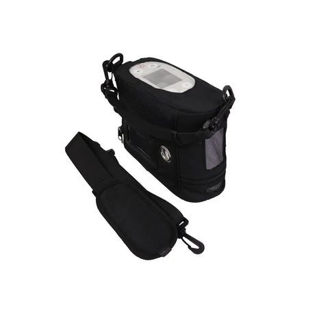 Kingon P2 Portable Oxygen Concentrator in the included carry bag with strap. Shop now at Zone Medical.