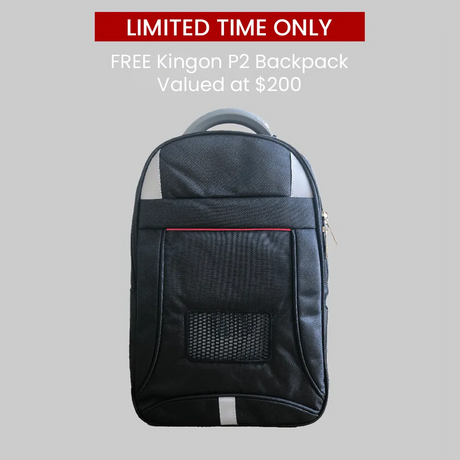 Kingon P2 Oxygen Concentrator limited time only free backpack valued at $200 when purchasing a Kingon P2 kit. Shop now at Zone Medical