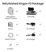 Refurbished Kingon P2 Package Contents Labelled. Shop now at Zone Medical.