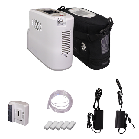 Kingon P2 Portable Oxygen Concentrator Refurbished Essential Package contents. Shop now at Zone Medical.