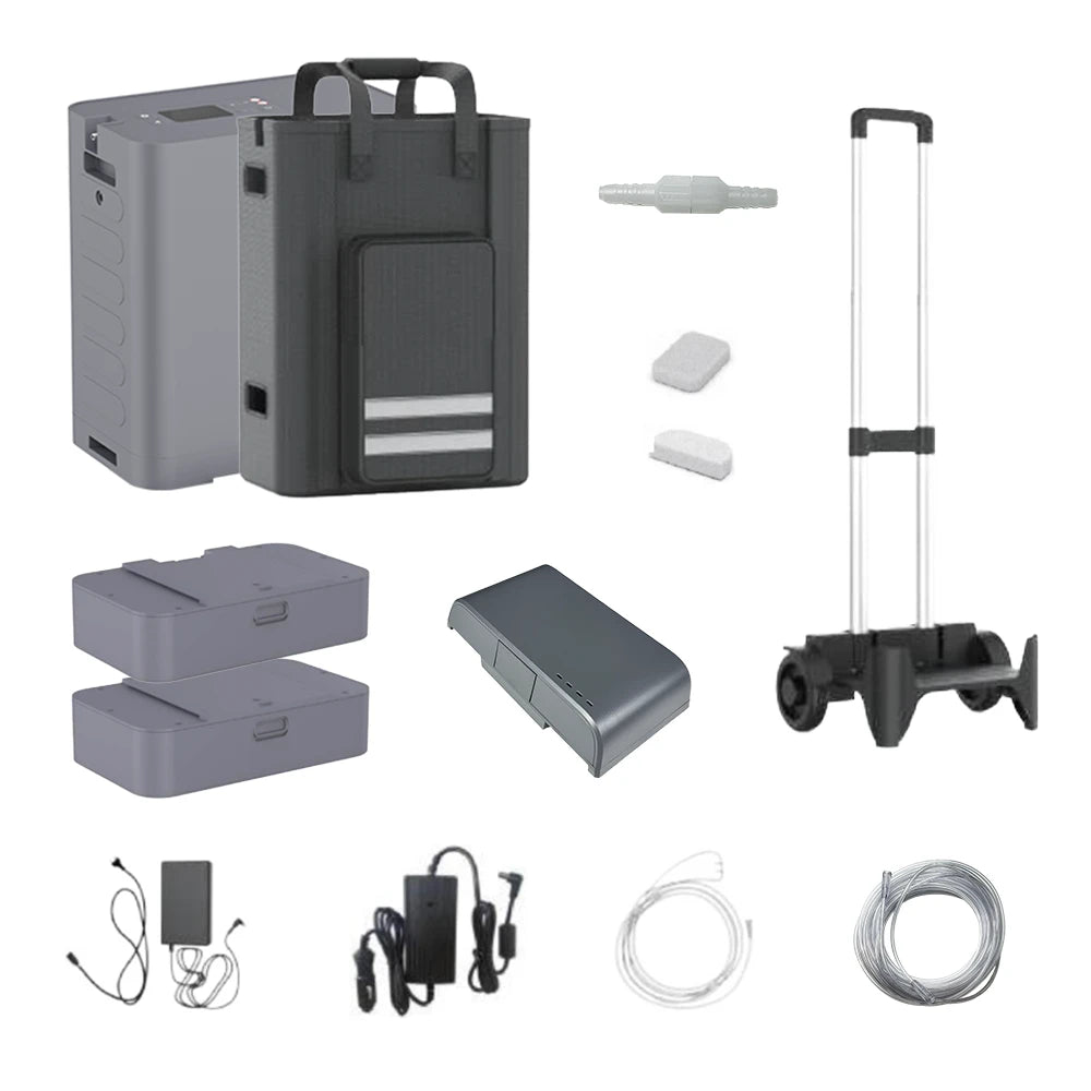 Kingon P2 TOC Transportable Portable Oxygen Concentrator kit contents. Shop now at Zone Medical.