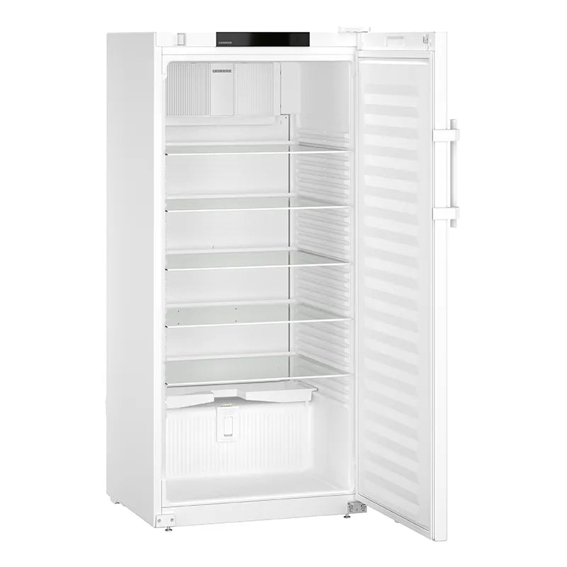 Liebherr SRFfg 5501 Performance Pharmacy Medical Laboratory Refrigerator with Spark-Free Interior - 558 Litre side view with door open. Shop now at Zone Medical.