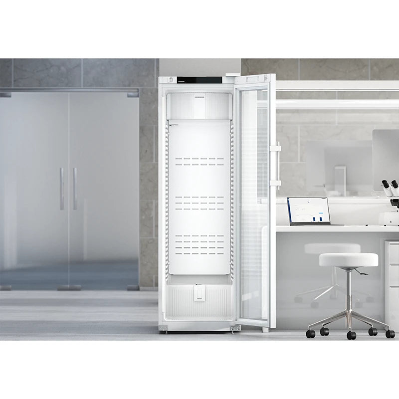 Liebherr SRFvh 4011 Pharmacy Medical Laboratory Fridge in laboratory with door open. Shop now at Zone Medical.