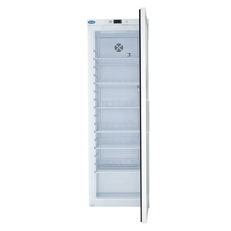 Nuline PR350 Pharmacy Vaccine Refrigerator front view with door open. Shop now at Zone Medical.