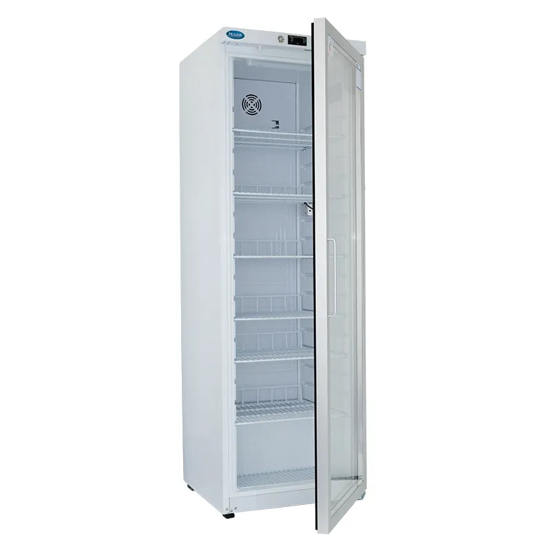 Nuline PR350 Pharmacy Vaccine Refrigerator side view with door open. Shop now at Zone Medical.