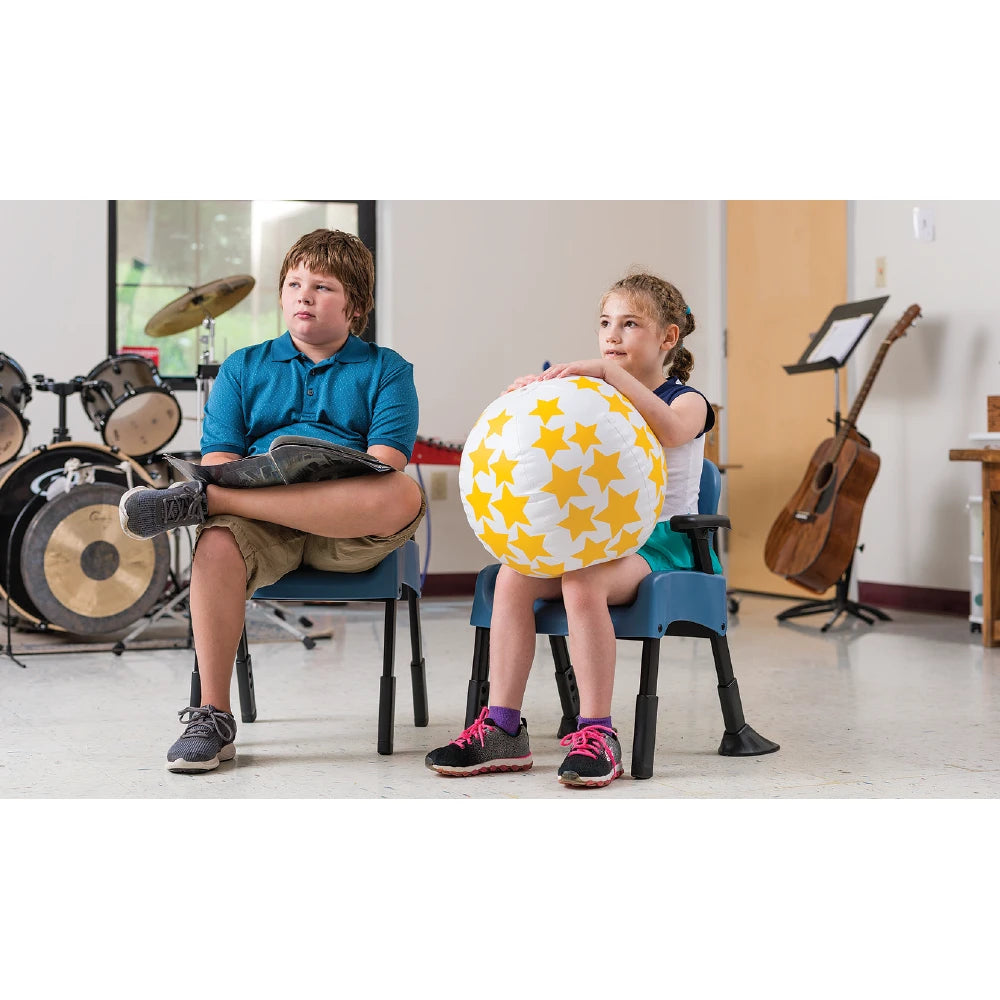 Rifton Compass Chair two children sitting on the size 3 chair with different leg lengths adjusted. Shop now at Zone Medical.