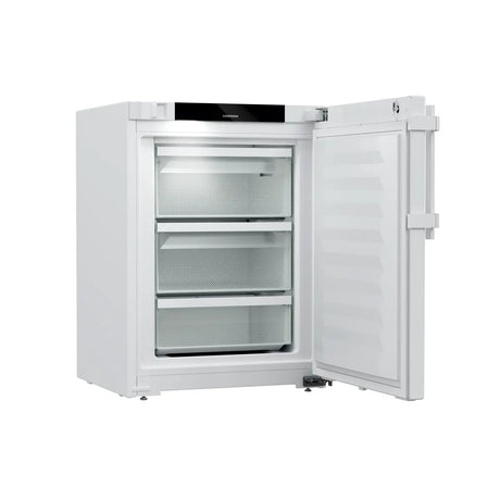 Liebherr SFTvh 1501 under counter freezer door open. Shop now at Zone Medical.