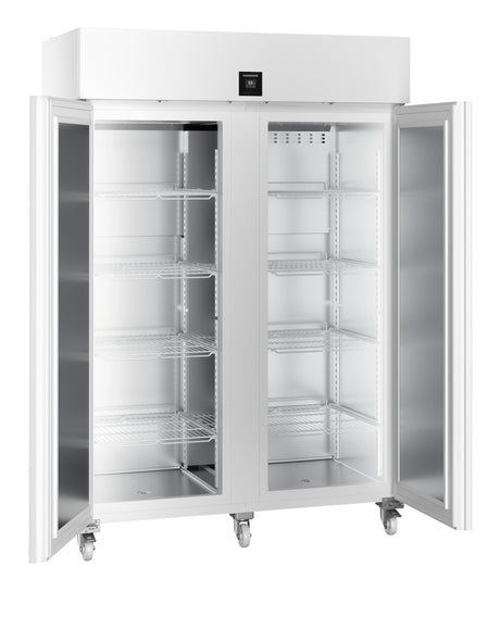 Liebherr SRPvh 1402 solid door freezer/refrigerator doors open. Shop now at Zone Medical.
