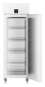 The Liebherr SRPvh 6501 Laboratory Refrigerator front view with door open. Shop now at Zone Medical.