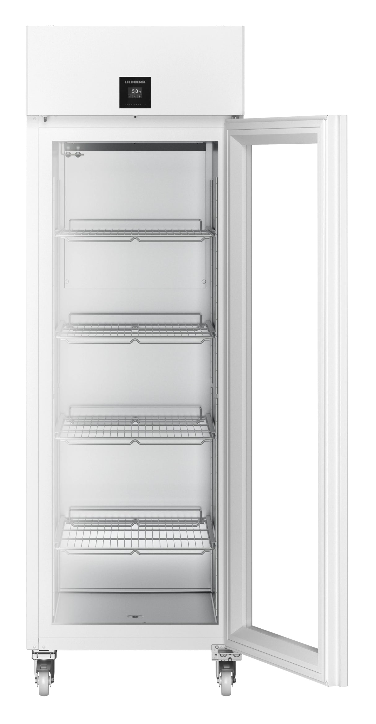 Liebherr SRPvh 6511 Glass Door Medical Refrigerator front view door open. Shop now at Zone Medical.