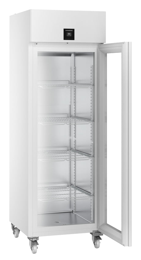 Liebherr SRPvh 6511 Glass Door Medical Refrigerator side view door open. Shop now at Zone Medical.