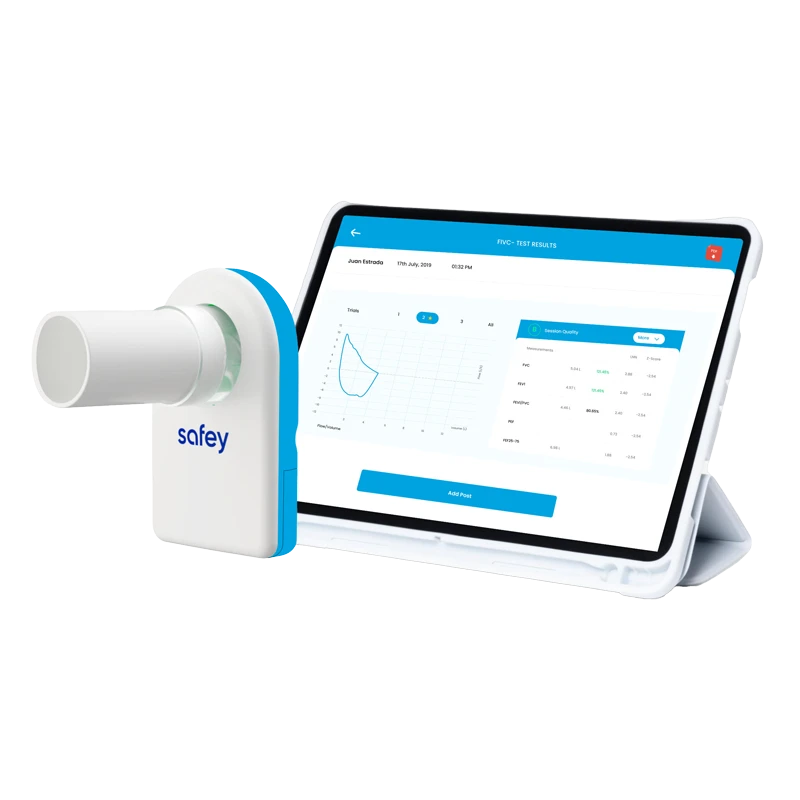 Safey Clinic Spirometer Pro with the mobile app. Shop now at Zone Medical.