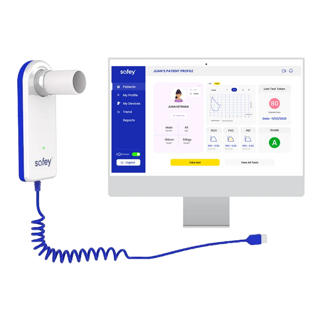 Safey USB Desktop Spirometer Hero Image. Shop now at Zone Medical.