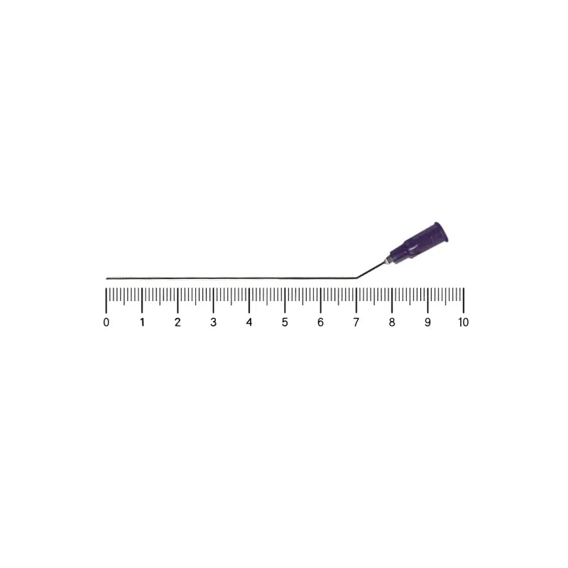 Purple 24 Gauge disposable bent non-sterile suction tube measurements. Shop now at Zone Medical.