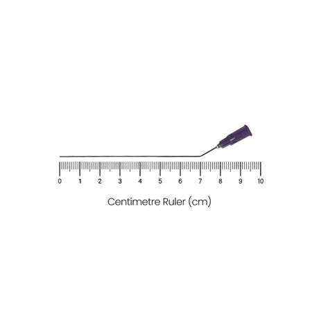 Purple 24 Gauge disposable bent non-sterile suction tube measurements. Shop now at Zone Medical.