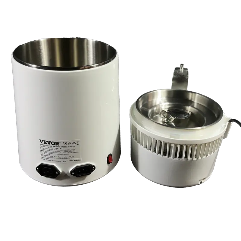 Bench Top Water Distiller with lid upside down side view. Shop now at Zone Medical.