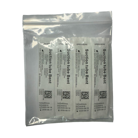 Suction Tubes 14 Gauge Green 2.1mm Outer Diameter - Bent Disposable Sterile Individually Wrapped