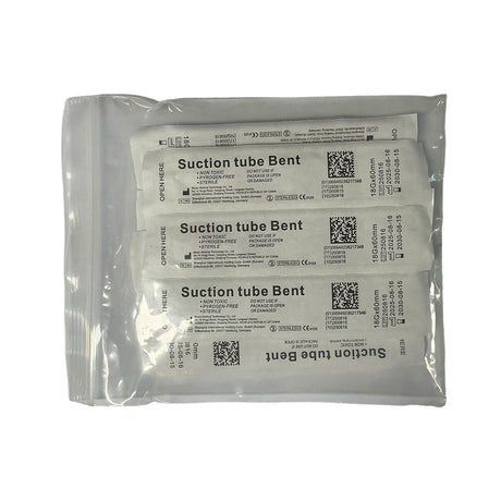 Suction Tubes 18 Gauge Pink 1.2mm Outer Diameter -Bent Disposable Sterile Individually Wrapped
